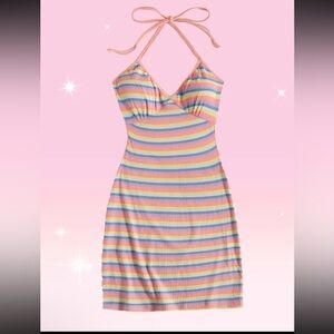 3/$30 NWT Halter Open Back Mini Dress Rainbow Small